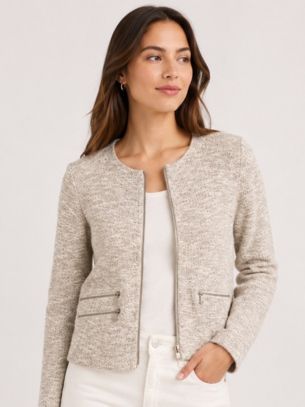 LOFT Lou & Grey Tan Shimmer Jacket Size Small